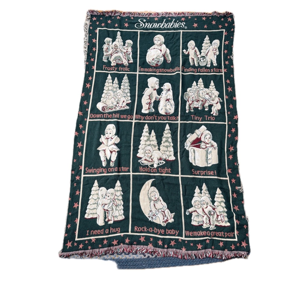 Department 56 Goodwin Weavers Snowbabies Triple Woven Throw Christmas Tapestry